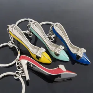 wholesale lady gift high heel shoe keychain metal