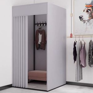 Detachable and Removable Simple Portable Folding Square Black, Gold <b>Frame</b> Clothes Shop Fitting Room and Dressing Room - Product Image 2