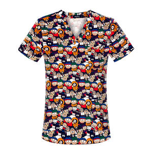 Ensemble de gommages d'allaitement personnalisés pour femmes de vente chaude uniformes de survêtement en denim extensible respirant gommages chirurgicaux pour hôpitaux en spandex médical - Product Image 6