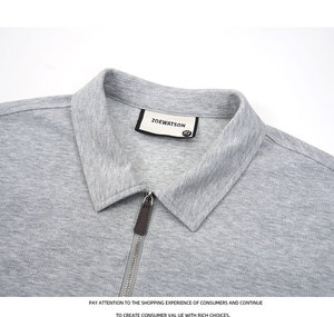 T-shirt Homme à Manches Courtes en Jersey Tricoté 220g, Demi-Zip, Broderie Animale, Respirant, Coupe Ample, Décontracté, Business, Golf - Product Image 5