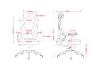 Chaise de bureau ergonomique pivotante et réglable pour le gaming, dossier haut, avec cadre en aluminium, design moderne, confortable, en maille