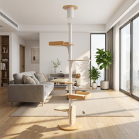 Arbre à chat commercial en bois massif de grande taille, tour multi-niveaux pour chat, aire de jeux intérieure, vente en gros