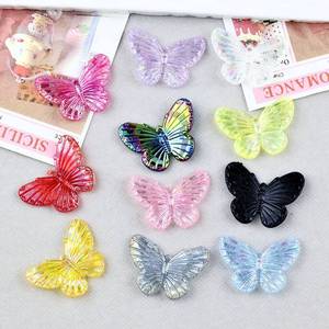 Holographic Electroplated Butterfly Acrylic Charms DIY Hair Clip Earring Pendant Phone Case Cream <b>Glue</b> Material Pack 12 Colors - Product Image 3