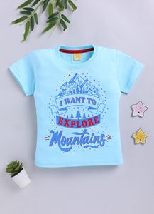 T-shirt en coton imprimé pour garçons, motif montagnes, décontracté, à manches courtes, pour l'été, doux, respirant et confortable - Product Image 3