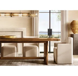 Tavolo da pranzo rettangolare in legno di quercia massello di alta qualità moderno per la casa