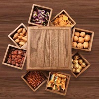 Nouveau plateau en bois massif de Style chinois rotatif boîte de rangement de fruits secs et de collations pour la maison salon Table basse graines de melon bonbons