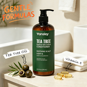 Après-shampoing hydratant et adoucissant à la kératine hydrolysée Yansley, huile d'arbre à thé, essence de romarin, réparation des racines des cheveux - Product Image 2