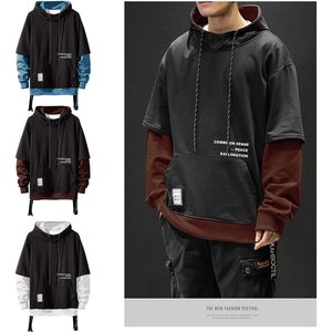 FOXA <b>Mens</b> Colorblock Hoodie Unisex <b>Pullover</b> With Pocket Breathable French Terry Sweatshirt Casual Hip Hop Top - Product Image 2