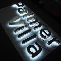 Logo personnalisé rétroéclairé par LED, lettres 3D en acier inoxydable pour extérieur, enseigne commerciale rétroéclairée par LED