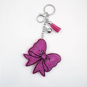 New Creative Bling Rhinestones <b>Studded</b> Bow Keychain With Tassel for Car Keys <b>Bag</b> Charm Pendant Sparkling Bow Keyring Accessories - Product Image 3