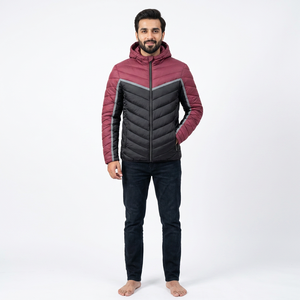 Veste d'hiver matelassée légère en coton à capuche pour hommes, vente en gros - Product Image 1