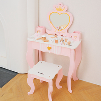 Table de Maquillage en Bois Miniature Éducative pour Enfants, Jeu de Simulation Interactif Parent-Enfant, Jouet de Maison pour Enfants