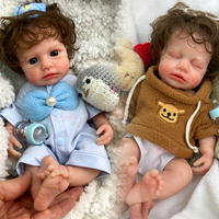 Handgearbeitete braune Haare, niedliche Vollsilikon-Reborn-Puppe, Frühchen-Puppe, kleine Nägel, weiche Haptik, als Geschenk für Kinder