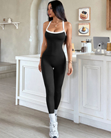 Combinaison de yoga à dos croisé pour femmes - Tenue de sport pour la course à pied et la salle de sport, combinaison intégrale en nylon/spandex, séchage rapide, extensible dans les quatre sens, respirante