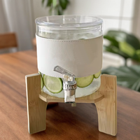 Baril à vin, jus, lait ou bière classique de 2,3 L en verre borosilicate soufflé à la main avec robinet en plastique – Idéal pour les fêtes et la cuisine