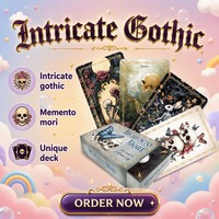 Cartes de tarot éducatives et de divertissement personnalisées avec estampage à chaud doré |   Boîte à fond plat en carton noir avec couvercle