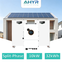 Kit d'alimentation de secours pour toute la maison, système hybride intelligent 10 kW monophasé US avec batterie au lithium 32 kWh et 18 panneaux solaires de 620 W, 120/240 V
