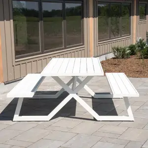 Table et banc de pique-nique en bois, Table à manger moderne pour jardin extérieur, prix usine