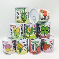 Boîte métallique ronde en fer blanc pour enfants, avec couvercle facile à ouvrir, personnalisable en usine, pour graines de fraises et autres produits (type pot à herbes)