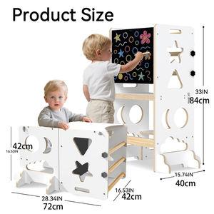 Taburete de madera convertible 4 en 1 Montessori Learning Tower para niños con pizarra para niños pequeños - Product Image 2