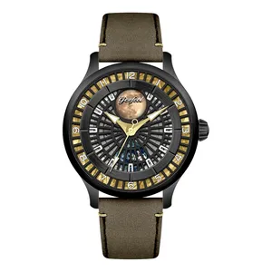 豪华商务手表不锈钢表盘皮带手表日本机芯商务手表