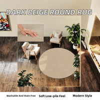 Home Living Room Rug Short Pile Solid Color Modern Design Washable Stain Resistant Polyester Color Dark Beige Size