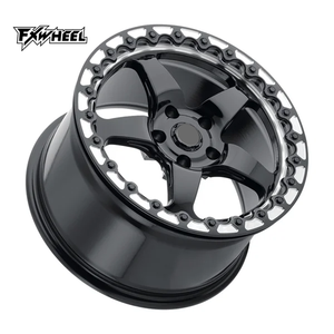 <span class=keywords><strong>FX</strong></span> Noir Brillant avec Beadlock 17-22 Pouces 5 Rayons 5x114.3 5x120 Fit A4 A6 Modèle 3 Modèle Y Jantes Forgées en Alliage d'Aluminium - Product Image 3