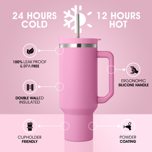 新しいデザイン40オンスステンレス鋼タンブラーストロー付き二重壁真空マグ2-in-1ストローとプッシュタブレッドBpaフリー - Product Image 3