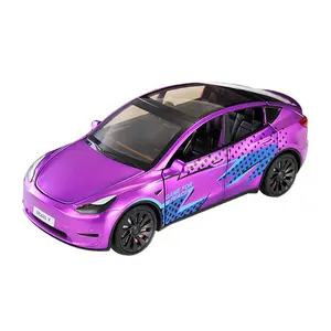 PANDAS OEM ODM Hot Selling 1:24 With Light And Sound Telsa Model Y SUV Diecast Car Alloy Car Metal Vehicle Pull-back Car Toy