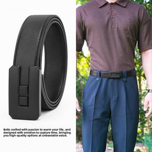 <span class=keywords><strong>Ceinture</strong></span> en cuir GUGETI sans cliquet pour <span class=keywords><strong>homme</strong></span>, boucle coulissante créative en alliage, 3,5 cm, en microfibre de cuir de vachette, décontractée, durable, personnalisable, 120 cm - Product Image 1