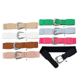 6Cm Square Buckle <b>Elastic</b> Waistband For Women And Men Fashion <b>Belts</b> With Silver Buckle Stretchable <b>Belt</b> In Multiple Colors - Product Image 1