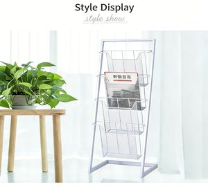 Espositore per Documenti in Acciaio dal Design Moderno per Ufficio e Scuola, Scaffale da Terra per Archiviazione e Pubblicità, Portariviste - Product Image 5