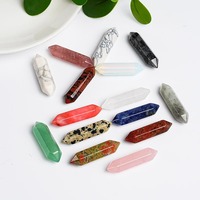 Bâtonnet de cristal naturel à double pointe 32x8mm, pointe de crayon en prisme hexagonal pour la guérison Reiki, vente en gros