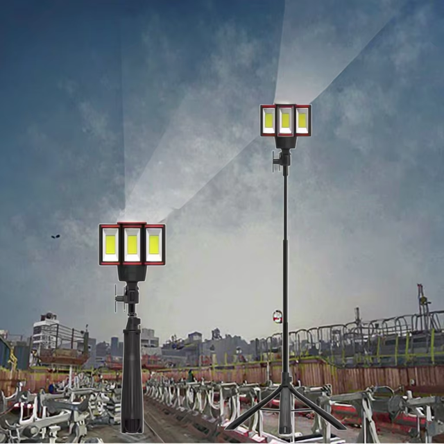 80W AC Portable LED Work Light High Lumen 360 Degree Aluminum Flood Site Lighting Tripod Stand for Office Hotel-Cold White