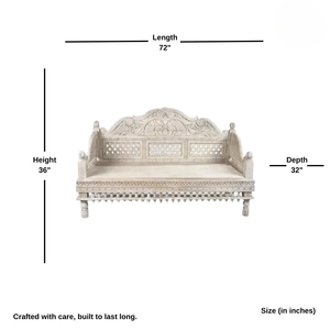 Elegante sofá Jodhpuri de madera con estructura de madera maciza, asientos cómodos y con estilo, perfecto para sala de estar, salón, interior moderno. - Product Image 6