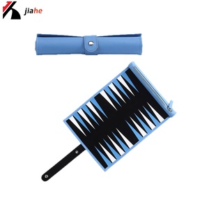 El Mejor Regalo, Juego de Ajedrez y Backgammon Portátil de Viaje, Enrollable, Hecho a Mano, de Cuero Azul de Lujo - Product Image 3