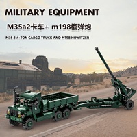 Nouveau camion cargo militaire M35 4510, soldat SWAT, obusier M198, véhicule blindé, modèle de canon, jouet de construction en plastique ABS, échelle 1:1
