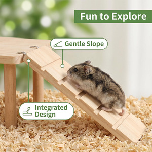 Plataforma de madera de dos pisos para hámster con escalera y escondite para uso en interiores, muebles multifuncionales para mascotas, tamaño pequeño - Product Image 3