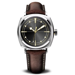 Orologio da <span class=keywords><strong>Uomo</strong></span> Sportivo con Movimento al Quarzo e Vetro Zaffiro, Logo Quadrante Personalizzabile, <span class=keywords><strong>Cinturino</strong></span> in <span class=keywords><strong>Acciaio</strong></span> Inossidabile 316L con <span class=keywords><strong>Cinturino</strong></span> in Pelle - Product Image 3