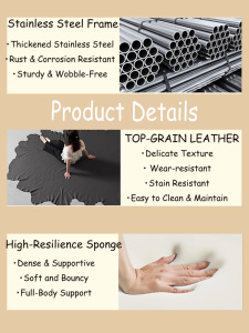 ספסל נירוסטה יוקרתי בסגנון נורדי, ספסל ארוך לחדר שינה, שרפרף מנוחה, ספסל ארוך לחנות בגדים, ספסל עור להחלפת נעליים - Product Image 3