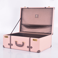 Ensemble de bagages de transport unisexe en MDF de 24 pouces de haute qualité Boîte de rangement vintage en similicuir PU Style professionnel Roues Valises d'usine