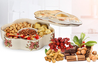 Plateau de luxe européen en céramique pour le Nouvel An, pour fruits secs, bonbons, collations, boîte de rangement pour noix avec couvercle