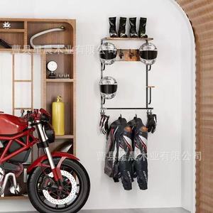 Support mural pour casque en bois, organisateur multifonction à 3 niveaux pour casques de moto, de cyclisme et de rugby - Product Image 2