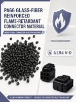 Granulés de nylon 66 noir ignifuge UL94 V0 renforcés de fibres de verre recyclées – Plastique technique régénéré économique