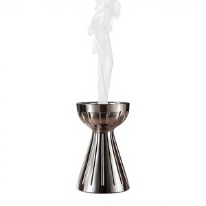 Porta Incienso de Aluminio Metálico Hecho a Mano, Quemador de Cono Acanalado con Pedestal, Recolector de Ceniza, Decoración Tipo Cáliz - Product Image 1