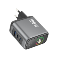 Chargeur GaN 100W UE/US, charge rapide PD PPS 100W, adaptateur d'affichage numérique intelligent TFT, chargeur GaN pour tablette, ordinateur portable, téléphone