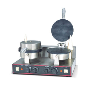 Machine à gaufres électriques professionnelles double tête OUTE pour cornets de crème glacée, avec plaques antiadhésives, idéale pour les snacks et les cafés - Product Image 1