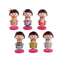 Tokoh aksi Kimono Chibi Maruko kartun cantik Jepang 3D PVC mobil meja kantor kue Dekorasi figur aksi Set hadiah anak-anak