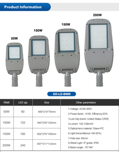 ไฟถนน LED อลูมิเนียมหล่อขึ้นรูปกันน้ำ Ip65กลางแจ้ง SMD 50W 100W 150W 200W - Product Image 6