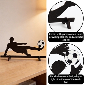 Décoration de <span class=keywords><strong>table</strong></span> en silhouette de joueur de football en bois pour les fans de tournoi, idéale pour les fournitures de fête de match, la décoration de bureau à domicile ou au bureau - Product Image 4
